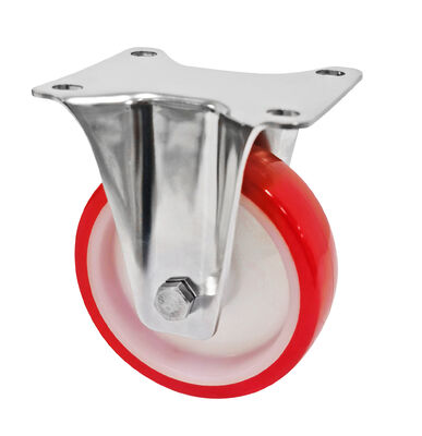 Stainless Steel 304 Red White PU 5 Inch 125mm Caster Wheels, Anti Rust Corrission Resistant Industrial Castor Trolley Wheels
