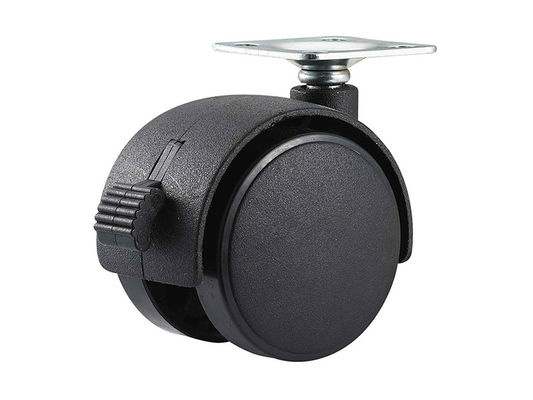 50mm Black Top Plate Casters , Nylon Twin Sound Furniture Universal Castor Wheels