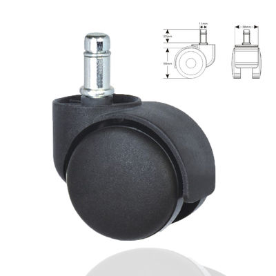 50mm Black Top Plate Casters , Nylon Twin Sound Furniture Universal Castor Wheels