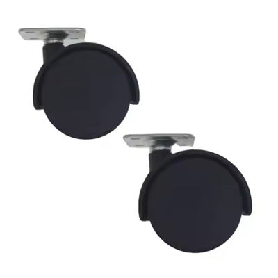 50mm Black Top Plate Casters , Nylon Twin Sound Furniture Universal Castor Wheels