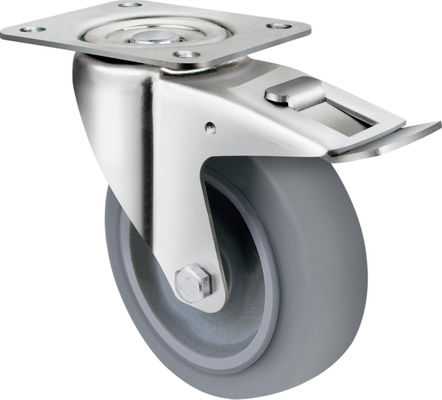 TPR Elastic Thermoplastic Rubber Casters , Black Industrial Rubber Casters