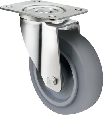 TPR Elastic Thermoplastic Rubber Casters , Black Industrial Rubber Casters