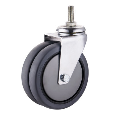 TPR Caster Wheels 75mm 100mm 125mm PU Industrial Twin Wheel Castors