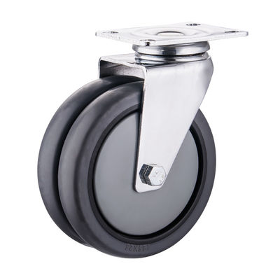 TPR Caster Wheels 75mm 100mm 125mm PU Industrial Twin Wheel Castors