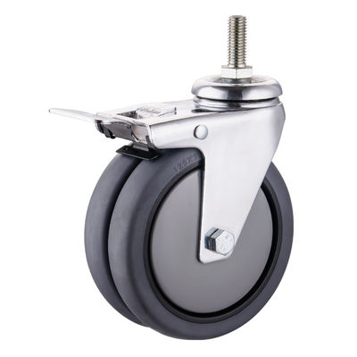 TPR Caster Wheels 75mm 100mm 125mm PU Industrial Twin Wheel Castors