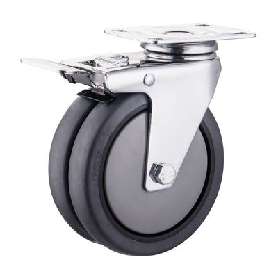 TPR Caster Wheels 75mm 100mm 125mm PU Industrial Twin Wheel Castors