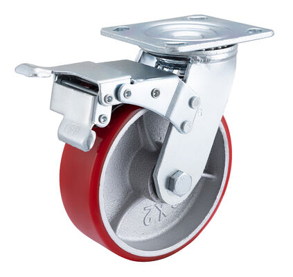 Heavy Duty Castors Impact Resistant Cast PU on Cast Iron Industrial Caster Wheel