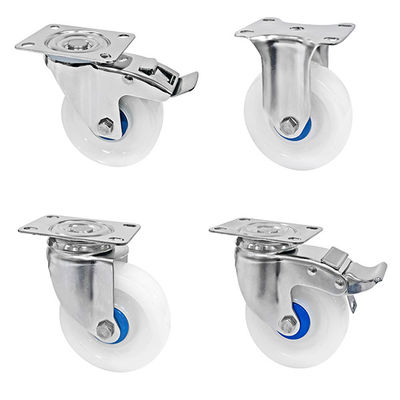 Medium Duty 304 Stainless Steel Casters White PA Casters 150-200KG Load Capacity