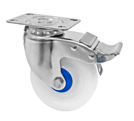 Medium Duty 304 Stainless Steel Casters White PA Casters 150-200KG Load Capacity
