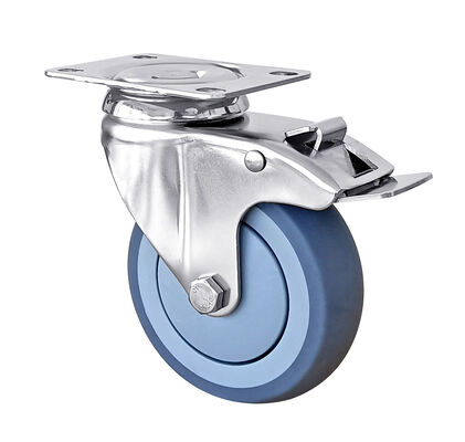 Grey TPR Caster Wheels Medium Duty 90kg-120KG Stainless Steel Castor Wheels