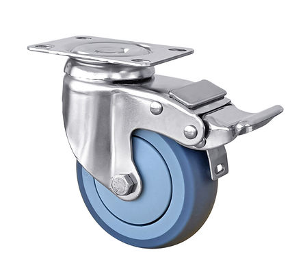 Blue TPR Caster Wheels Medium Duty 100kg-150KG Stainless Steel Castor Wheels