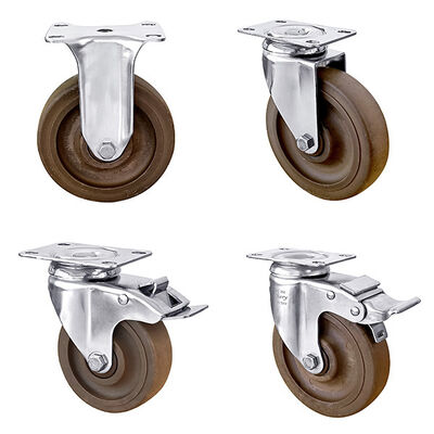 304 Stainless Steel Castor Wheels 125mm High Temperature 280 degrees Celsius Glass Fiber Nylon Caster Wheels