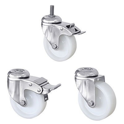 PA Stainless Steel Plate Casters Medium Duty Threaded Caster Wheels 75mm 125mm