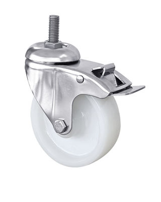 PA Stainless Steel Plate Casters Medium Duty Threaded Caster Wheels 75mm 125mm