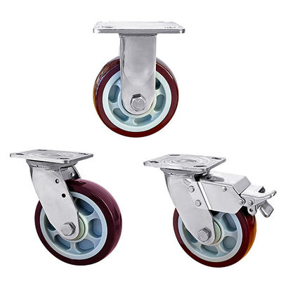 OEM ODM Stainless Steel Casters Heavy Duty Red Polyurethane Wheel Casters