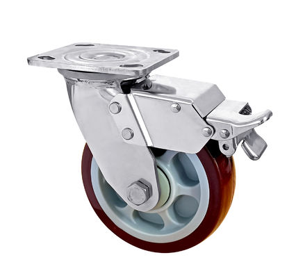 OEM ODM Stainless Steel Casters Heavy Duty Red Polyurethane Wheel Casters