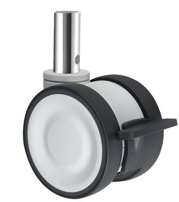 Solid round stem Elastic Thermoplastic Rubber Castor Wheel Medium Duty Twin Wheel Caster OEM ODM