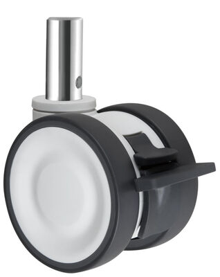 Solid round stem Elastic Thermoplastic Rubber Castor Wheel Medium Duty Twin Wheel Caster OEM ODM