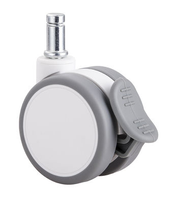 2.5 Inch White Silent Twin Wheel Caster With Top Plate / Single Brake