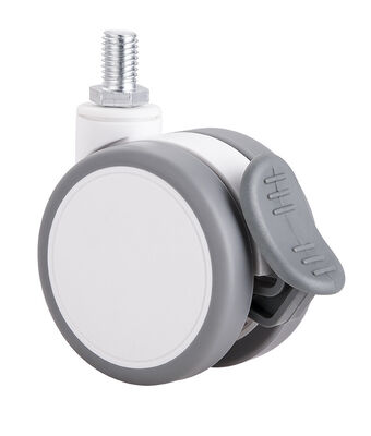 2.5 Inch White Silent Twin Wheel Caster With Top Plate / Single Brake