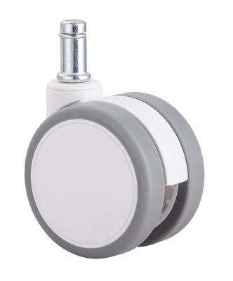 2.5 Inch White Silent Twin Wheel Caster With Top Plate / Single Brake