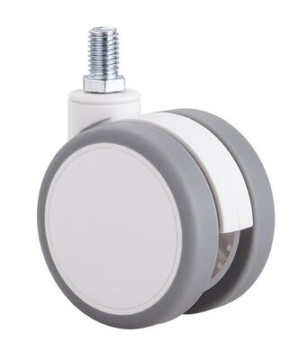2.5 Inch White Silent Twin Wheel Caster With Top Plate / Single Brake