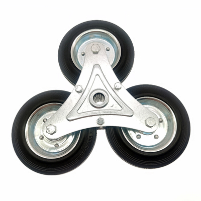 125mm Black Rubber Stair Climbing Wheel with Roller Bearing