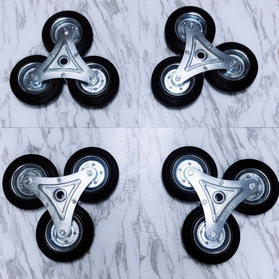 125mm Black Rubber Stair Climbing Wheel with Roller Bearing