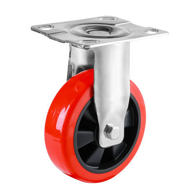Red PU Industrial Castors 5 Inch 125mm Caster Wheels , Trolley Wheels