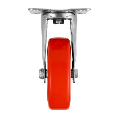 Red PU Industrial Castors 5 Inch 125mm Caster Wheels , Trolley Wheels