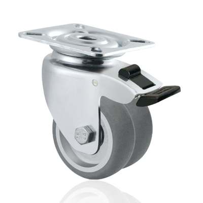 50 mm 2-3 Inch Double Caster Wheels with 360° Rotation and Nylon Total Brake for Industrial
