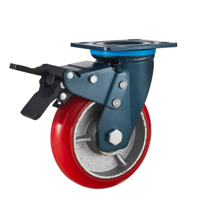 4 Inch PU Wheel Caster with Swivel Top Plate Heavy Duty Silent and Smooth Rolling for Industrial and Furniture