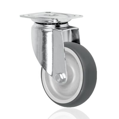 European Style Trolley Caster Display Bases 4Inch 5Inch Thermoplastic Rubber Stainless Steel Plain Medium Duty Casters