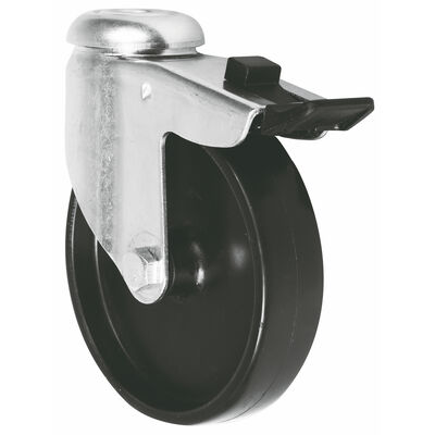 Black 1.5 Inch 50mm 75mm Trolley Polypropylene Stainless Steel Plain Casters 50-75kg Load Capacity Swivel Brake for Supermarket