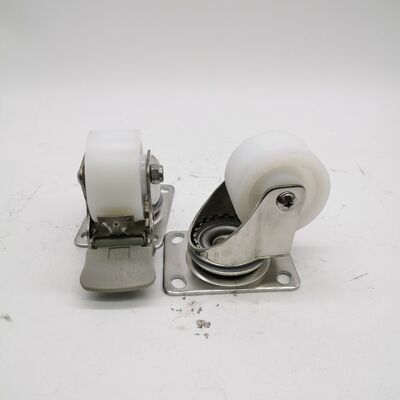 Heavy Loading Top Plate Swivel Total Brake 2.5" PA Nylon Wheel Plain Bearing Stainless Steel SUS 304 Caster
