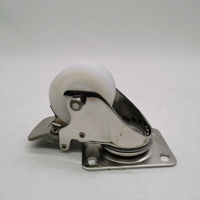 Heavy Loading Top Plate Swivel Total Brake 2.5" PA Nylon Wheel Plain Bearing Stainless Steel SUS 304 Caster