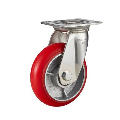 Aluminum Core Cast PU Wheel Industrial 4 5 6 8 Inch Swivel 304 Stainless Steel Casters Heavy Duty Lockable Castor Wheel