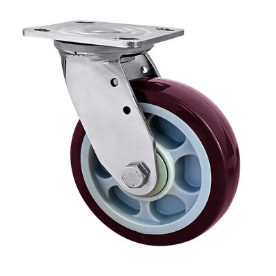 Heavy Duty 4'' 5'' 6'' 8'' Anti-Rust Stainless Steel 304 Swivel Plate PU Caster