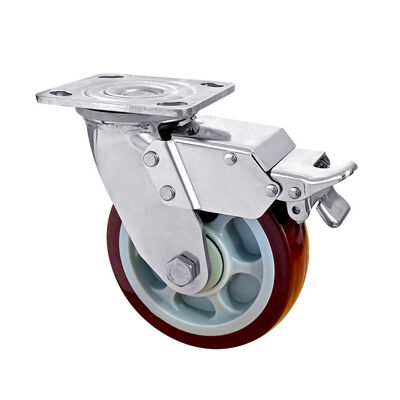 Heavy Duty 4'' 5'' 6'' 8'' Anti-Rust Stainless Steel 304 Swivel Plate PU Caster
