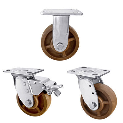4/5/6/8 Inch Trolley Industrial Wheel Stainless Steel Double Bearing Heavy Duty Nylon Caster Dengan Rem