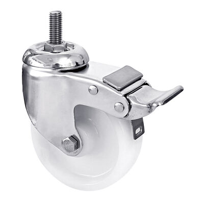 Threaded Stem Hand Cart Swivel Casters 3 4 5 Inch 304 Stainless Steel White PA Nylon Caster Wheel