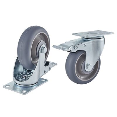 Medium Duty 5 Inch 125MM Castors Stainless Steel Solid Wheel TPR Rubber TPR Grey Casters