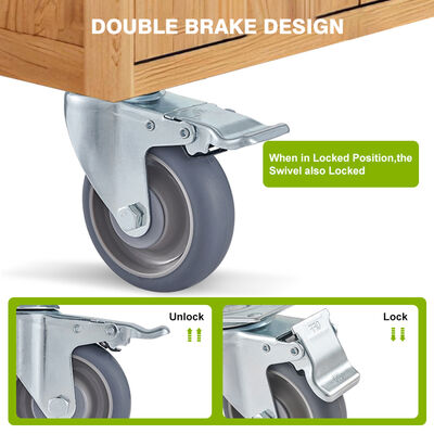 Medium Duty 5 Inch 125MM Castors Stainless Steel Solid Wheel TPR Rubber TPR Grey Casters