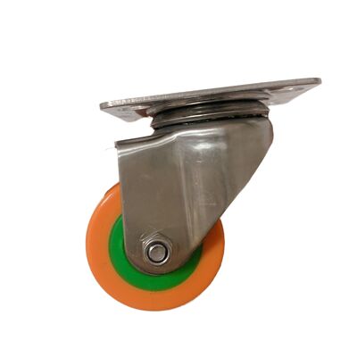 100KG Load Capacity 50mm Stainless Steel Heavy Duty PU Casters Wheel 2 Inch Low Gravity PU Casters Wheel With Double Bearing