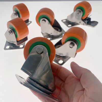100KG Load Capacity 50mm Stainless Steel Heavy Duty PU Casters Wheel 2 Inch Low Gravity PU Casters Wheel With Double Bearing