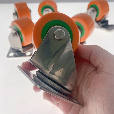 100KG Load Capacity 50mm Stainless Steel Heavy Duty PU Casters Wheel 2 Inch Low Gravity PU Casters Wheel With Double Bearing