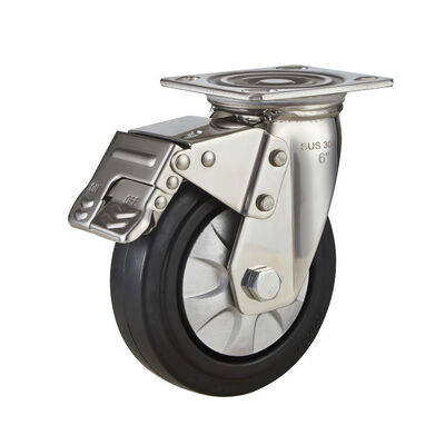 4/5/6/8 Inch Swivel Plate Locking Caster Wheels Industrial Premium Heavy Duty Stainless Steel Work Table Casters With Brake