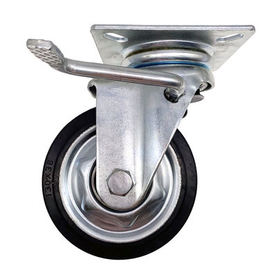 Double Ball Bearing 100 mm Japanese Heavy-Duty Steel Rim Elastic Rubber Wheel Swivel Caster