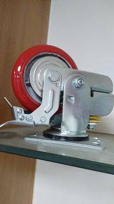 Rodízio industrial resistente de 5/6/8 polegadas com freio total e roda de PU com absorção de choque