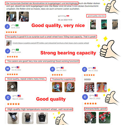 Rodízio industrial resistente de 5/6/8 polegadas com freio total e roda de PU com absorção de choque